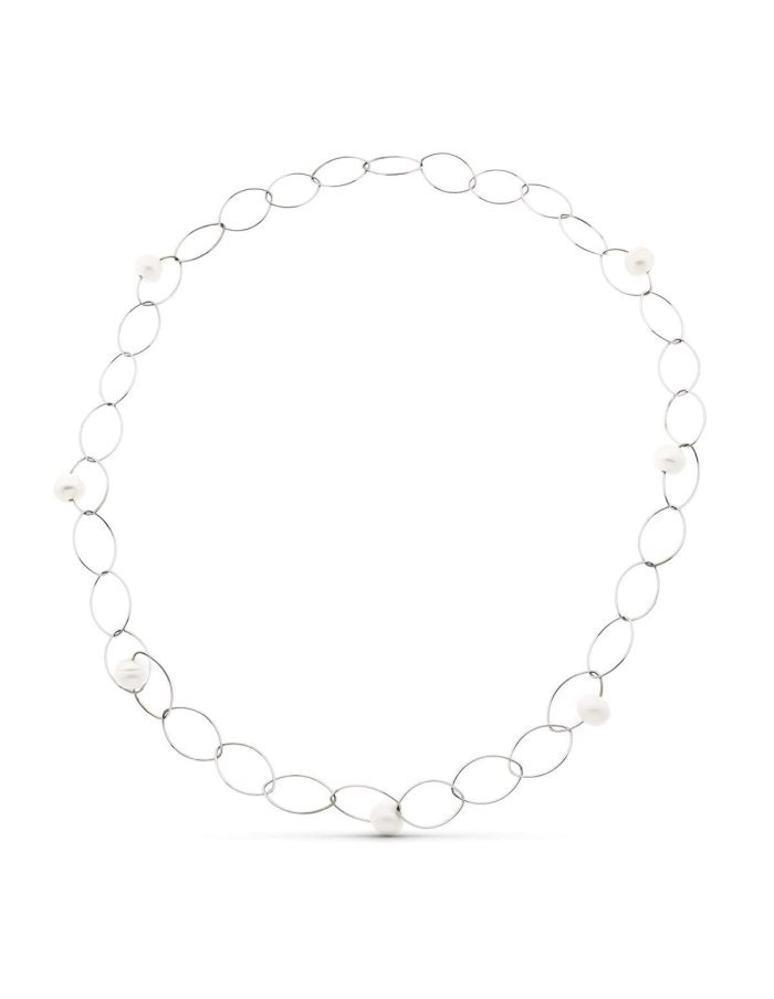 18K COLLAR ORO BLANCO 7 PERLA...
