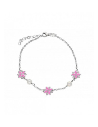 Pulsera flores plata,...