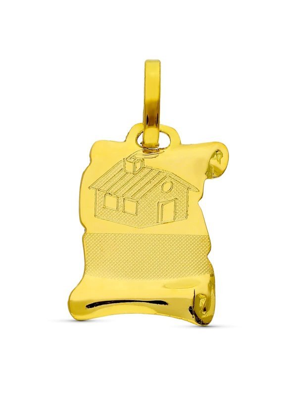 18K PERGAMINO ORO AMARILLO CASITA...