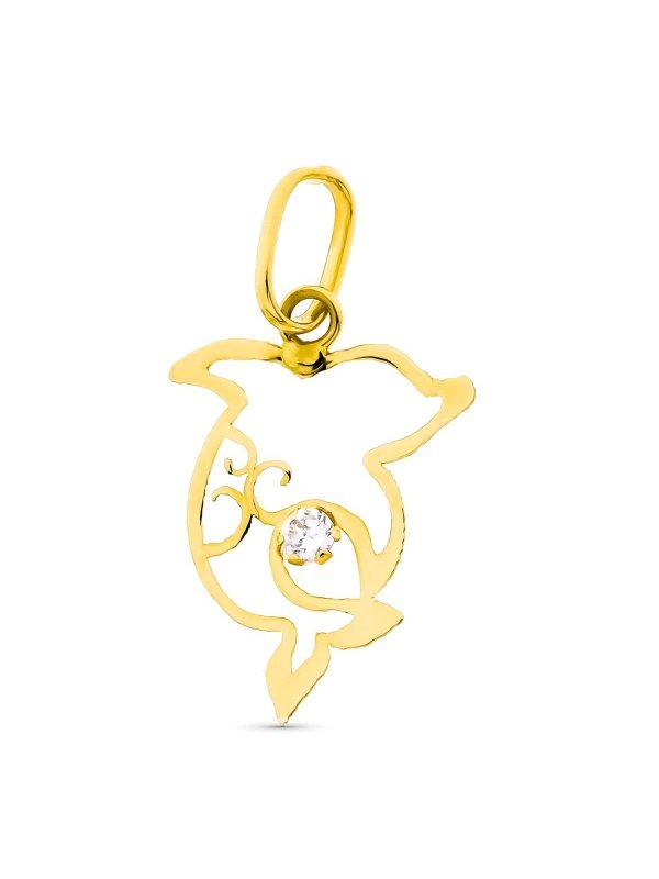 18K COLGANTE DELFIN CIRCONITA 16X10 MM
