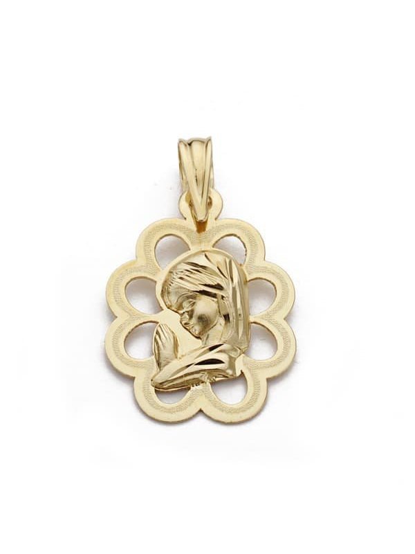 18K MEDALLA VIRGEN NIÃ‘A CALADA 18X13 MM