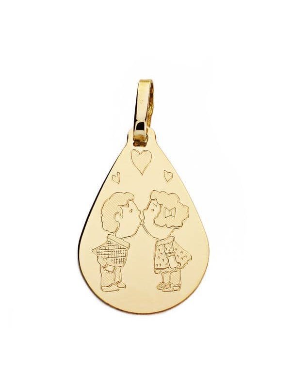18K COLGANTE ORO AMARILLO GOTA PAREJA...