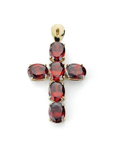 18K CRUZ GRANATE 45X25 MM