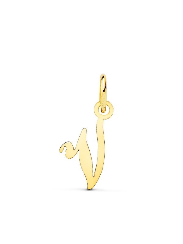 18K COLGANTE LETRA  V  15X12 MM
