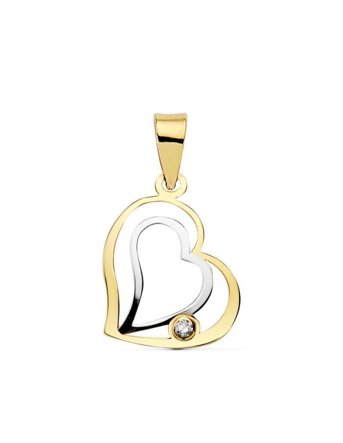 18K COLGANTE CORAZON BICOLOR 16X14 MM