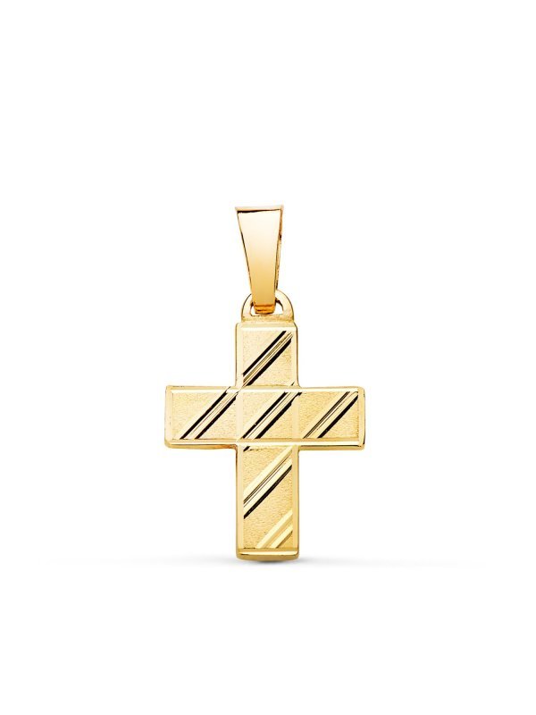 18K CRUZ ORO AMARILLO HUECA TALLADA...