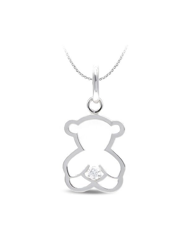 18K COLGANTE ORO BLANCO OSO CIRCONITA...