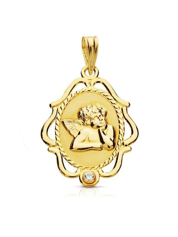 18K MEDALLA ANGEL CERCO. 24X17 MM
