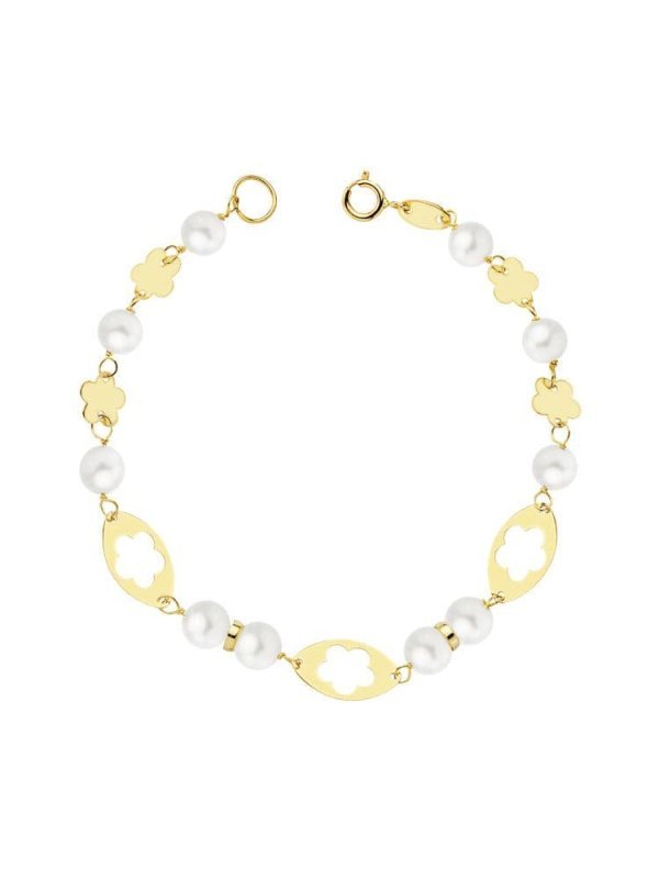 18K PULSERA COMUNION PERLA 5.5 MM 16CM