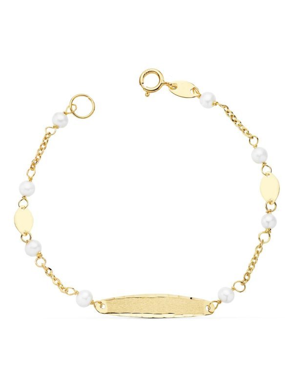 18K ESCLAVA COMUNION PERLA 3.5MM 15 CM