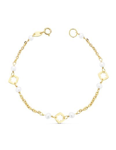 18K PULSERA NIÃ‘A PERLA 3.5...