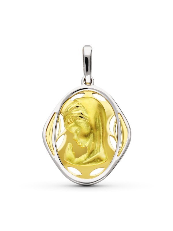 18K MEDALLA ORO BICOLOR VIRGEN NIÃ‘A...