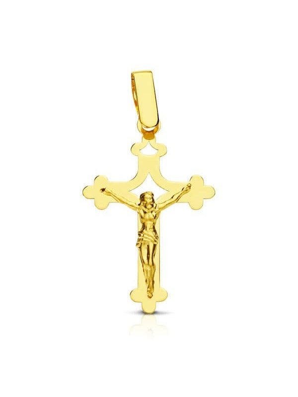 18K CRUZ CON CRISTO GRANDE CALADA LASER