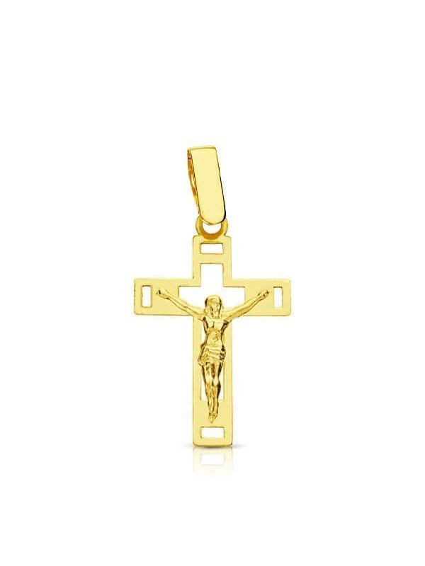18K CRUZ CON CRISTO CALADA LASER....