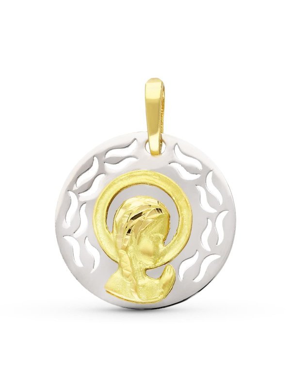 18K MEDALLA ORO BICOLOR VIRGEN NIÃ‘A...