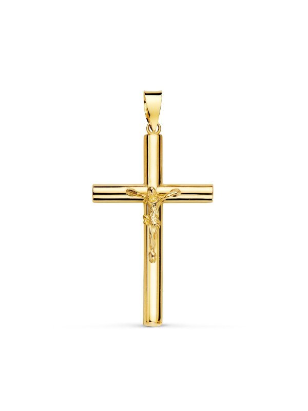 18K CRUZ ORO AMARILLO CON CRISTO TUBO...