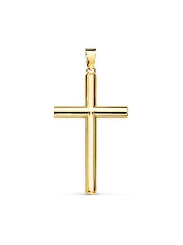 18K CRUZ ORO AMARILLO HUECA LISA...