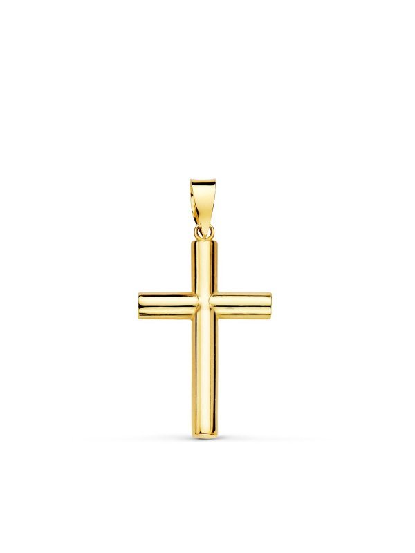 18K CRUZ ORO AMARILLO LISA TUBO...