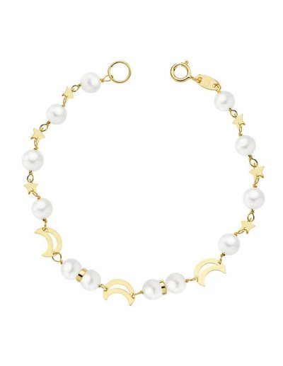 18K PULSERA COMUNION PERLA...