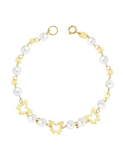 18K PULSERA COMUNION PERLA...