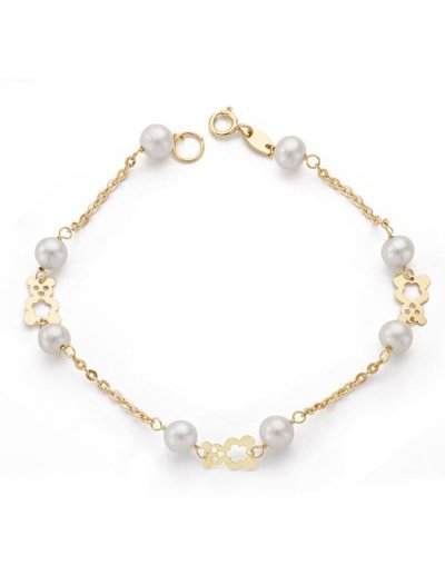 18K PULSERA COMUNION PERLA...