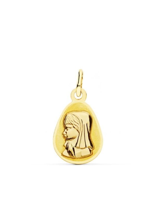 18K MEDALLA VIRGEN NIÃ‘A GOTA 17X10 MM