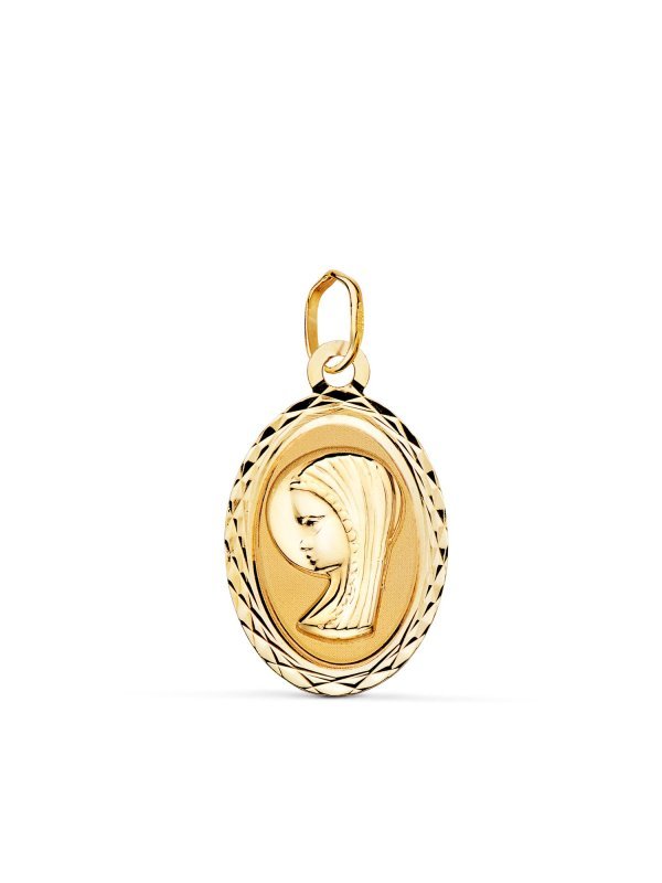 18K MEDALLA VIRGEN NIÃ‘A OVAL. 20X12 MM