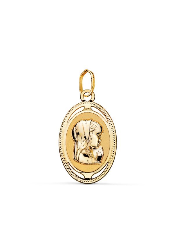 18K MEDALLA VIRGEN NIÃ‘A OVAL. 20X12 MM