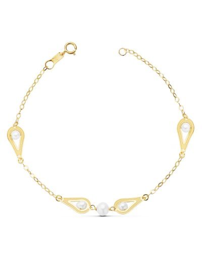18K PULSERA COMUNION PERLA...