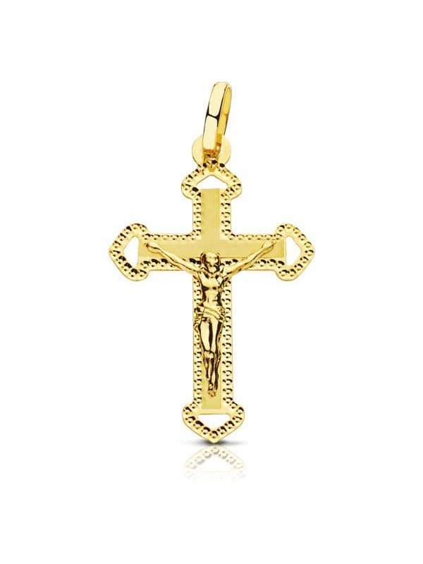 18K CRUZ CON CRISTO TALLADA 27X17 MM