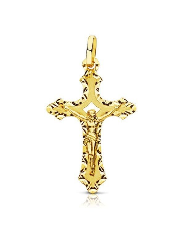 18K CRUZ CON CRISTO TALLADA 27X17 MM