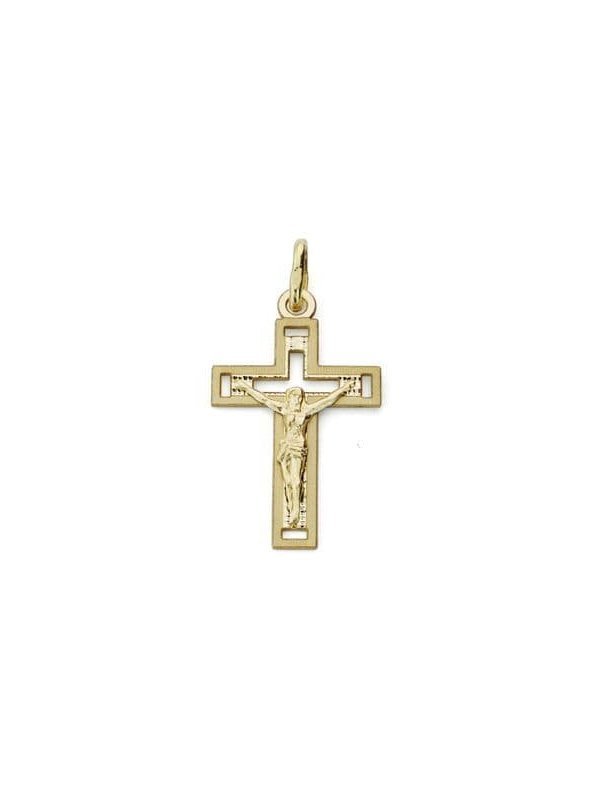 18K CRUZ CON CRISTO TALLADA 22X13 MM