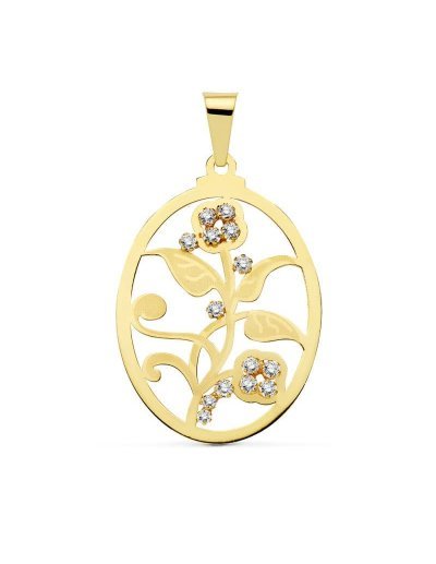18K COLGANTE OVAL FLOR...