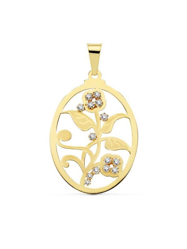 18K COLGANTE OVAL FLOR CIRCONITAS...