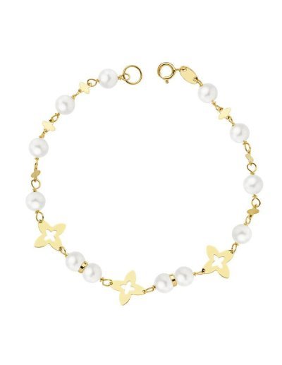 18K PULSERA COMUNION PERLA...