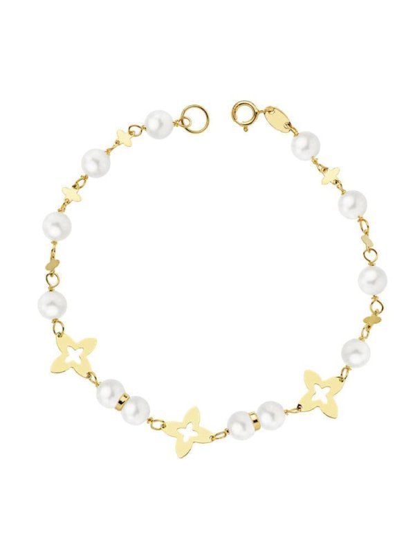 18K PULSERA COMUNION PERLA 5 MM 18 CM