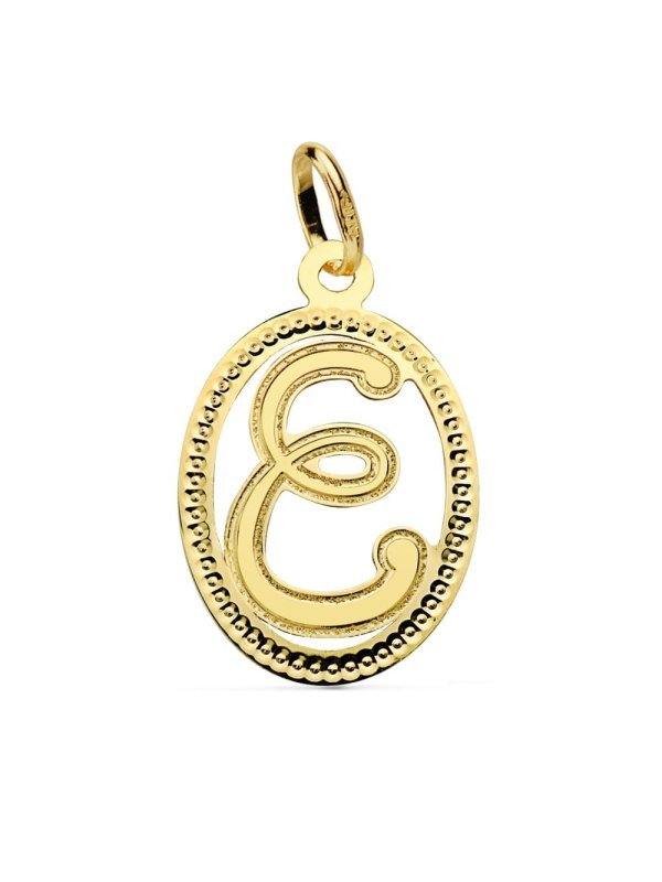 18K COLGANTE INICIAL LETRA E. 21X14 MM