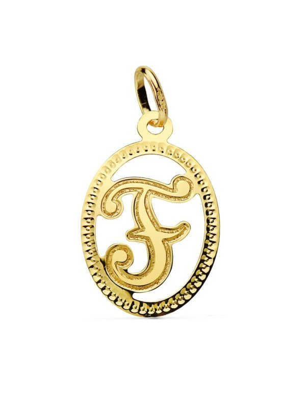 18K COLGANTE INICIAL LETRA F 21X14 MM