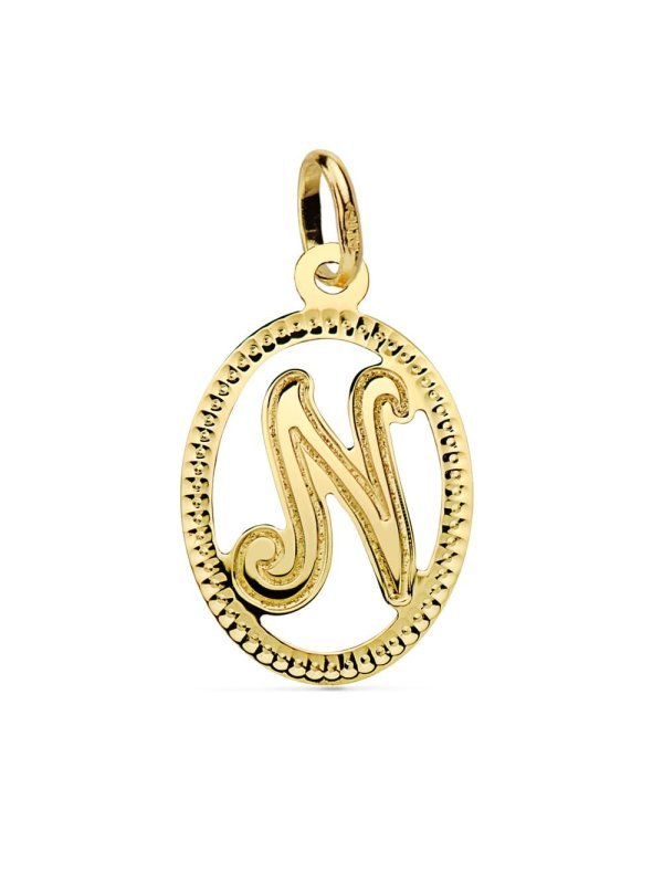 18K COLGANTE INICIAL LETRA N 21X14 MM