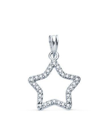 18K COLGANTE ORO BLANCO ESTRELLA CON...