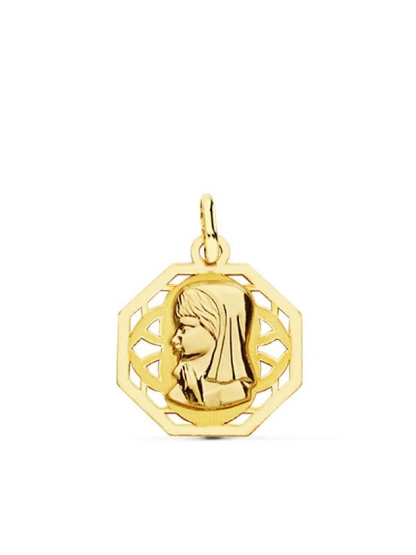 18K MEDALLA VIRGEN NIÃ‘A CALADA 17X15 MM
