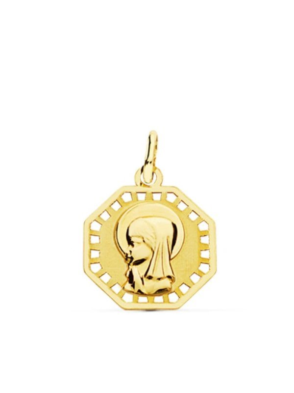 18K MEDALLA VIRGEN NIÃ‘A CALADA 16X14 MM