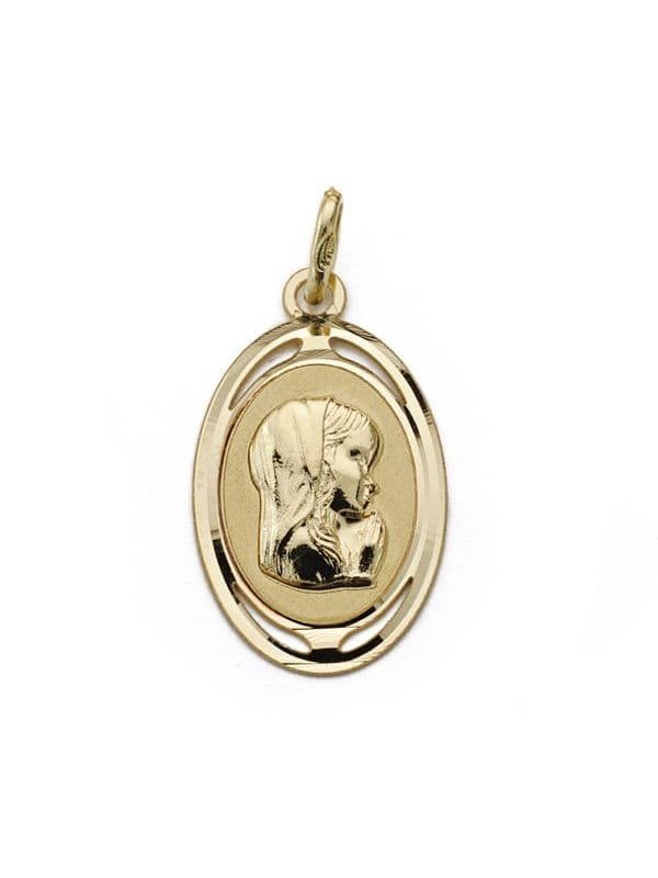 18K MEDALLA VIRGEN NIÃ‘A OVAL. 21X12 MM