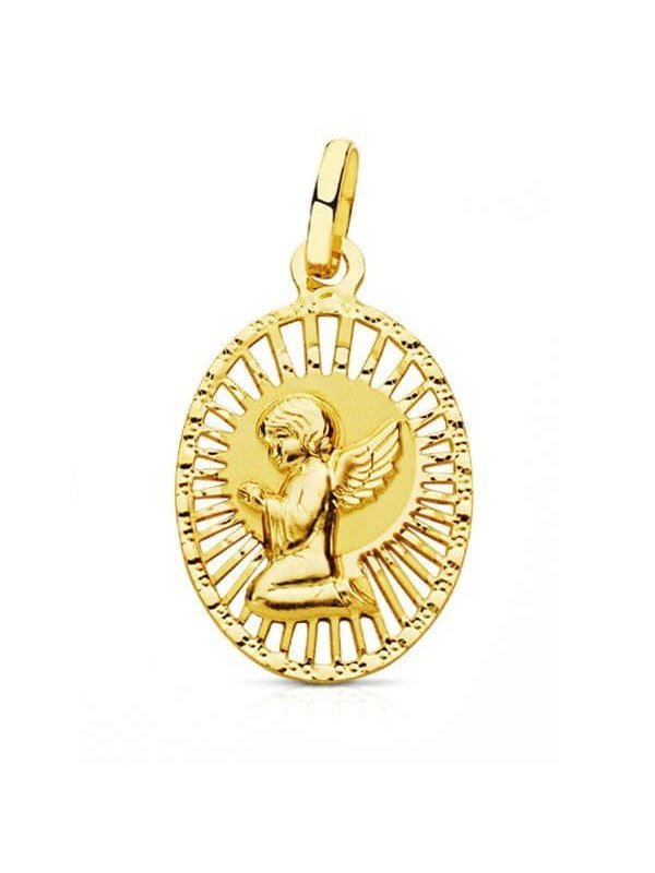 18K MEDALLA ANGEL CERCO CALADO 22X14 MM