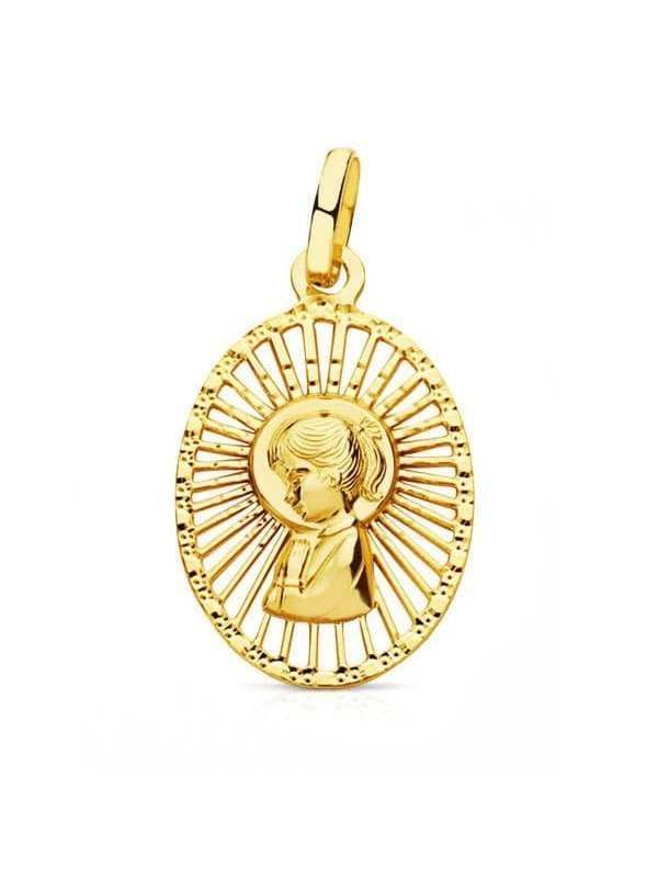 18K MEDALLA VIRGEN NIÃ‘A CERCO CALADO...