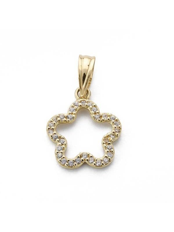 18K COLGANTE FLOR CIRCONITAS 14X12 MM
