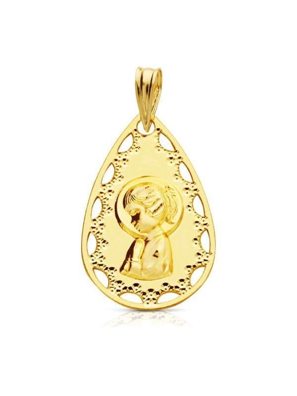 18K MEDALLA VIRGEN NIÃ‘A CALADA 22X14 MM