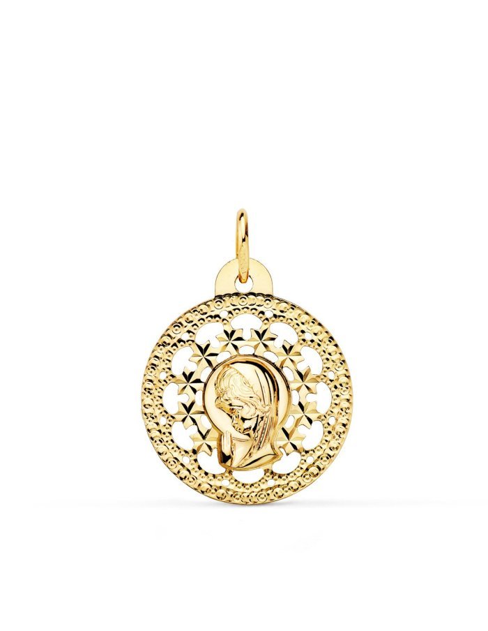 18K MEDALLA VIRGEN NIÃ‘A CALADA 23X20 MM