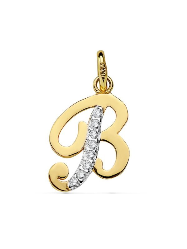 18K COLGANTE LETRA B CIRCONITAS 13X10 MM