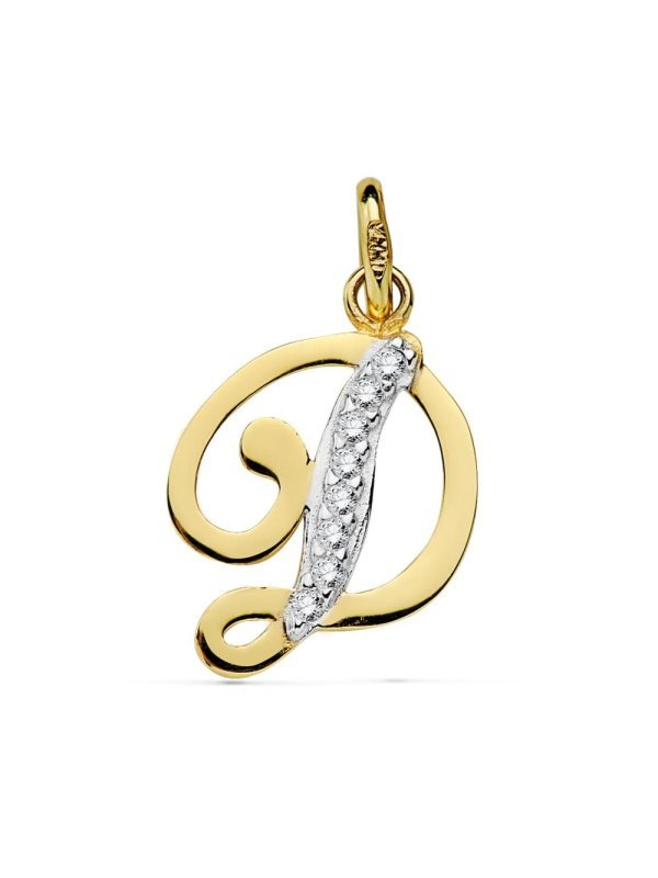 18K COLGANTE LETRA D CIRCONITAS 13X11 MM